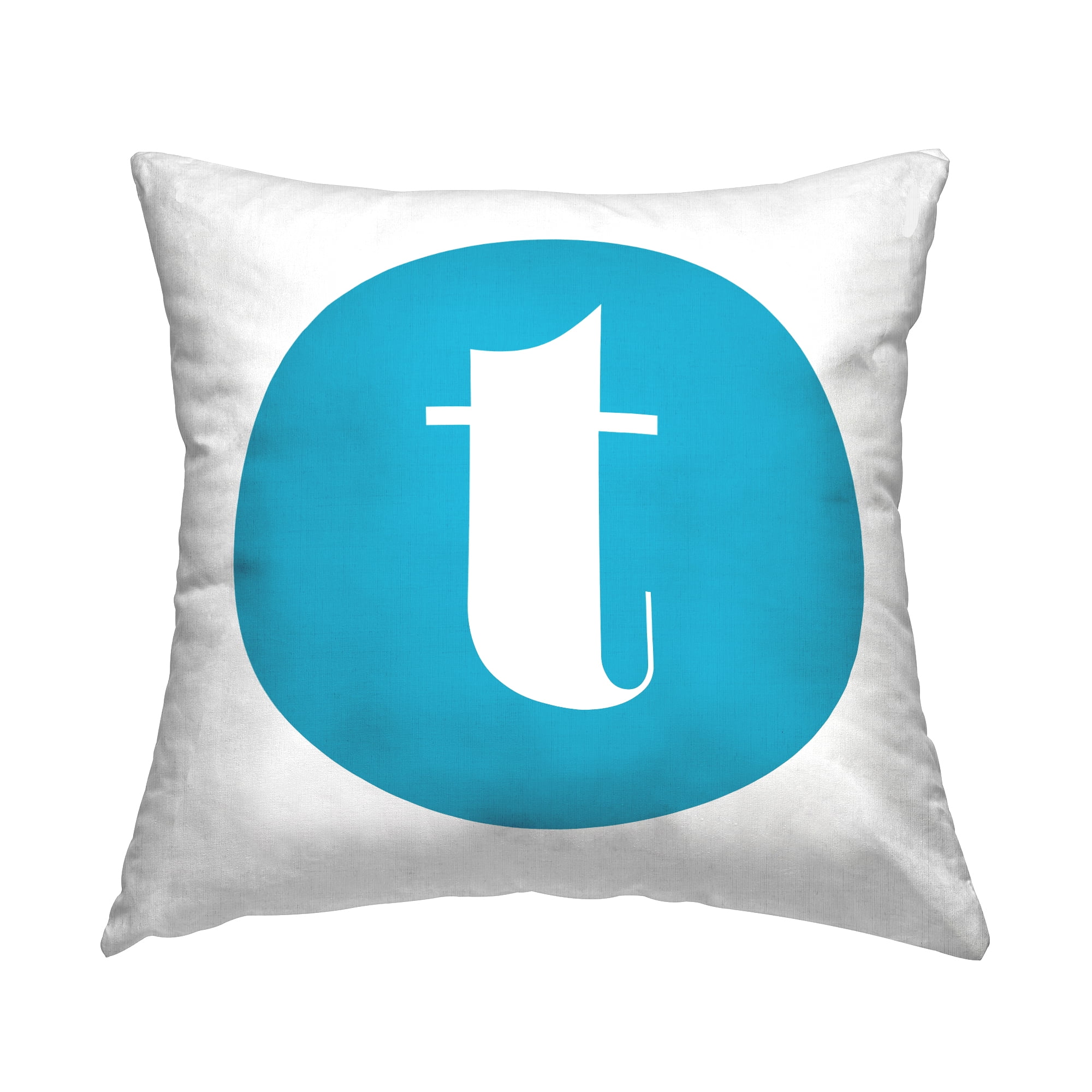 Stupell Industries Blue Initial T Decorative Printed Throw Pillow, 18 x 18