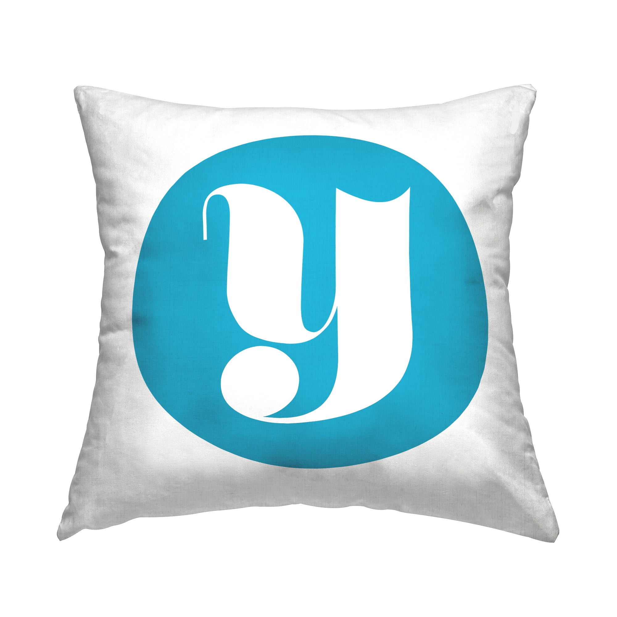 Stupell Industries Blue Initial Y Decorative Printed Throw Pillow, 18 x 18