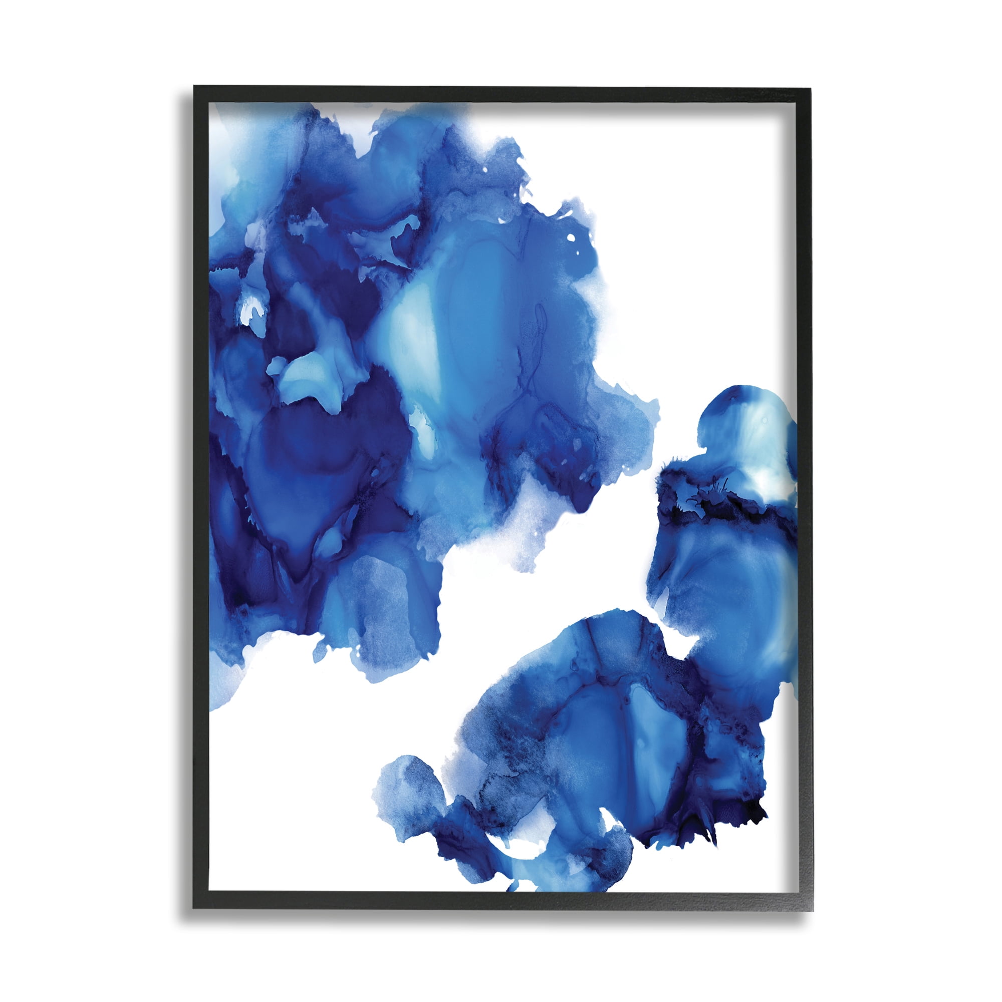 Stupell Industries Blue Ink Blot Abstraction Over White,16 x 20,Designed by Lauren Mitchell