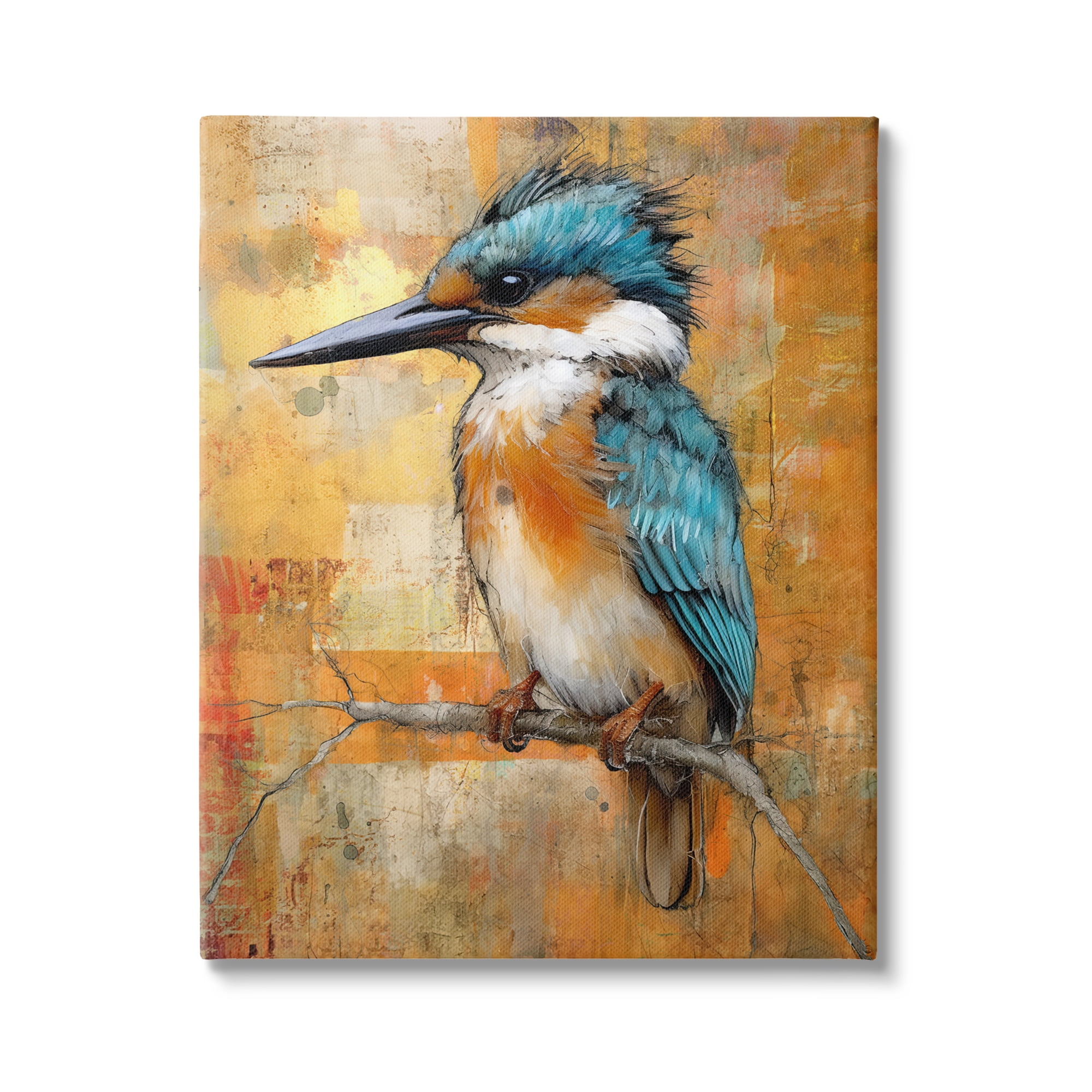 Stupell Industries Blue Jay Modern Painting Animals & Insects Painting Gallery Wrapped Canvas Art Print Wall Art, 24 x 30