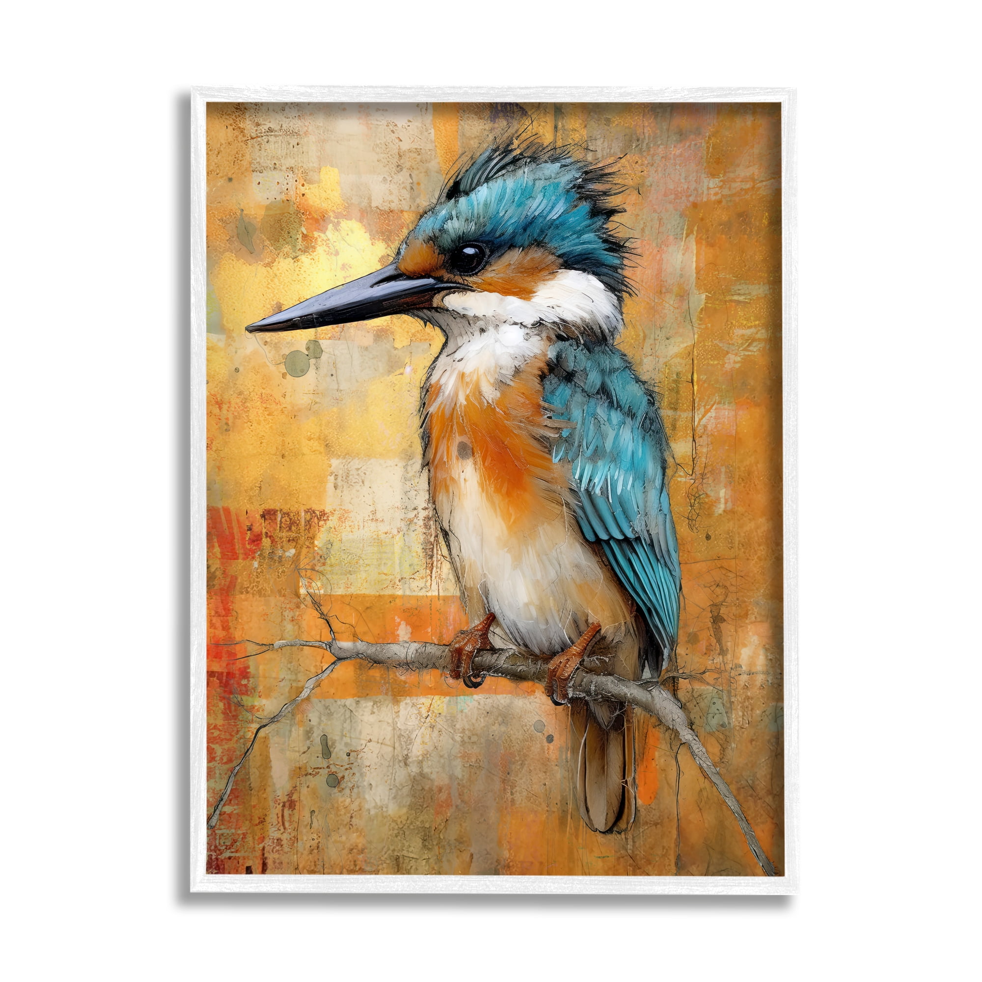 Stupell Industries Blue Jay Modern Painting Animals & Insects Painting White Framed Art Print Wall Art, 24 x 30