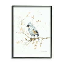 Stupell Industries Blue Jay Perched Nature Animals & Insects Painting Black Framed Art Print Wall Art, 11 x 14