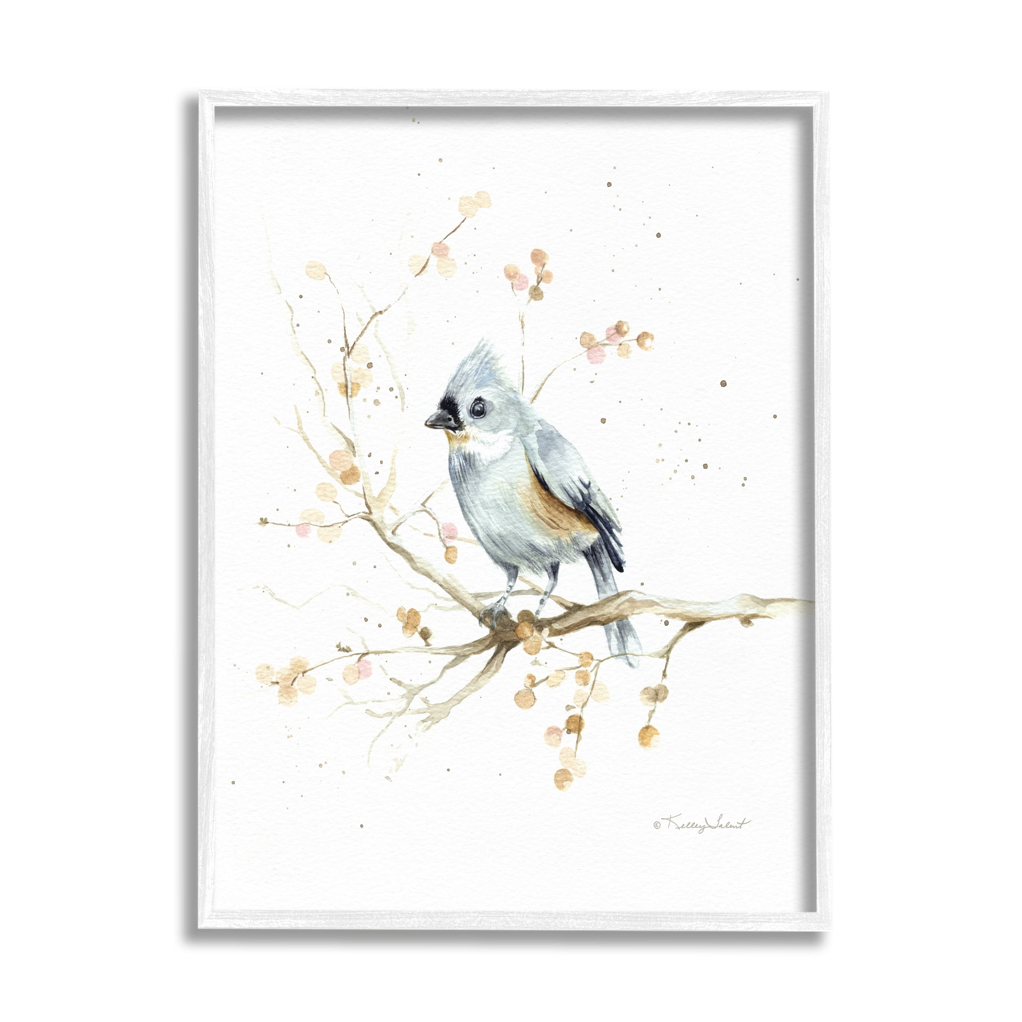 Stupell Industries Blue Jay Perched Nature Animals & Insects Painting White Framed Art Print Wall Art, 11 x 14