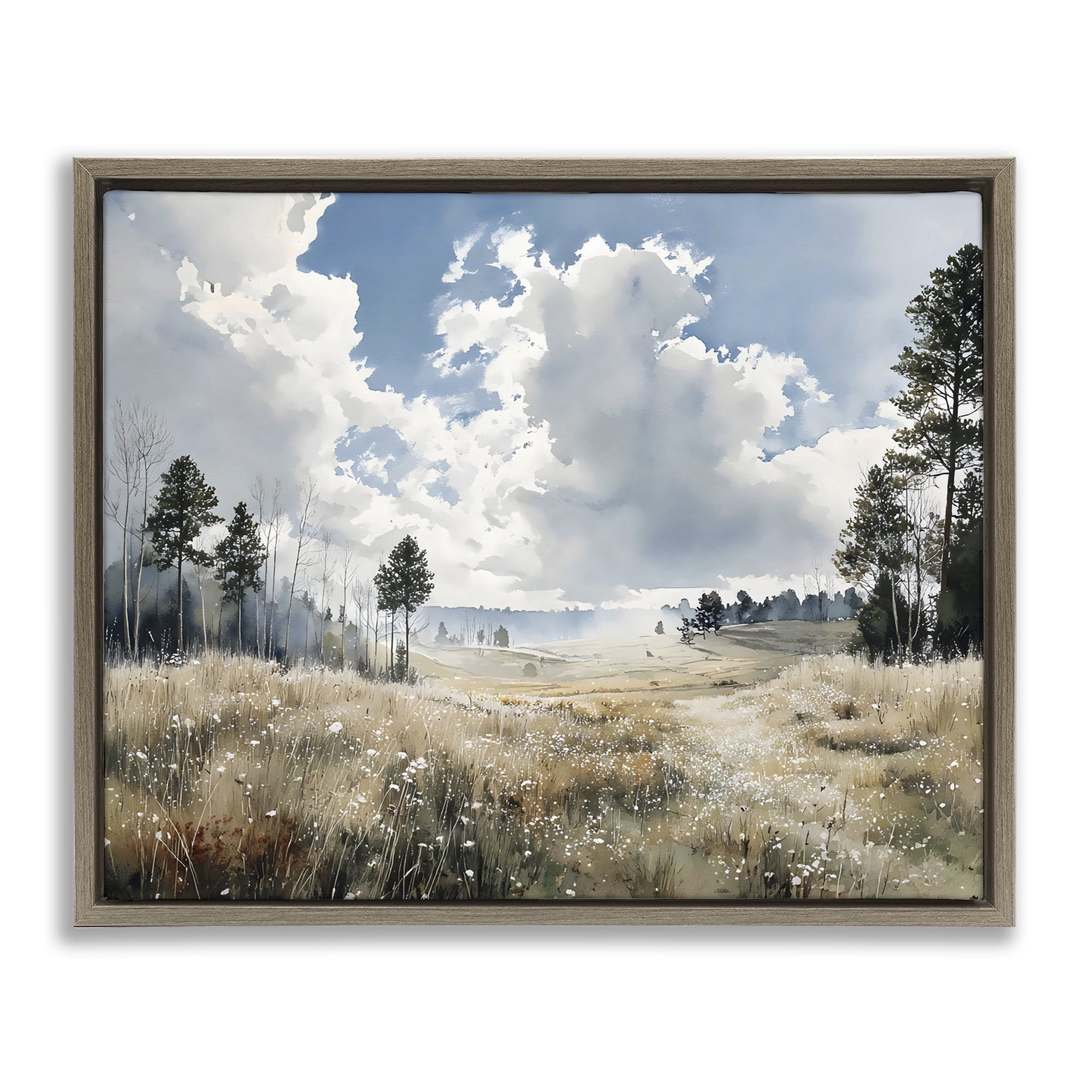 Stupell Industries Blue Kissed Landscape Brown Framed Floater Canvas Wall Art, design by Franklyn Gregory