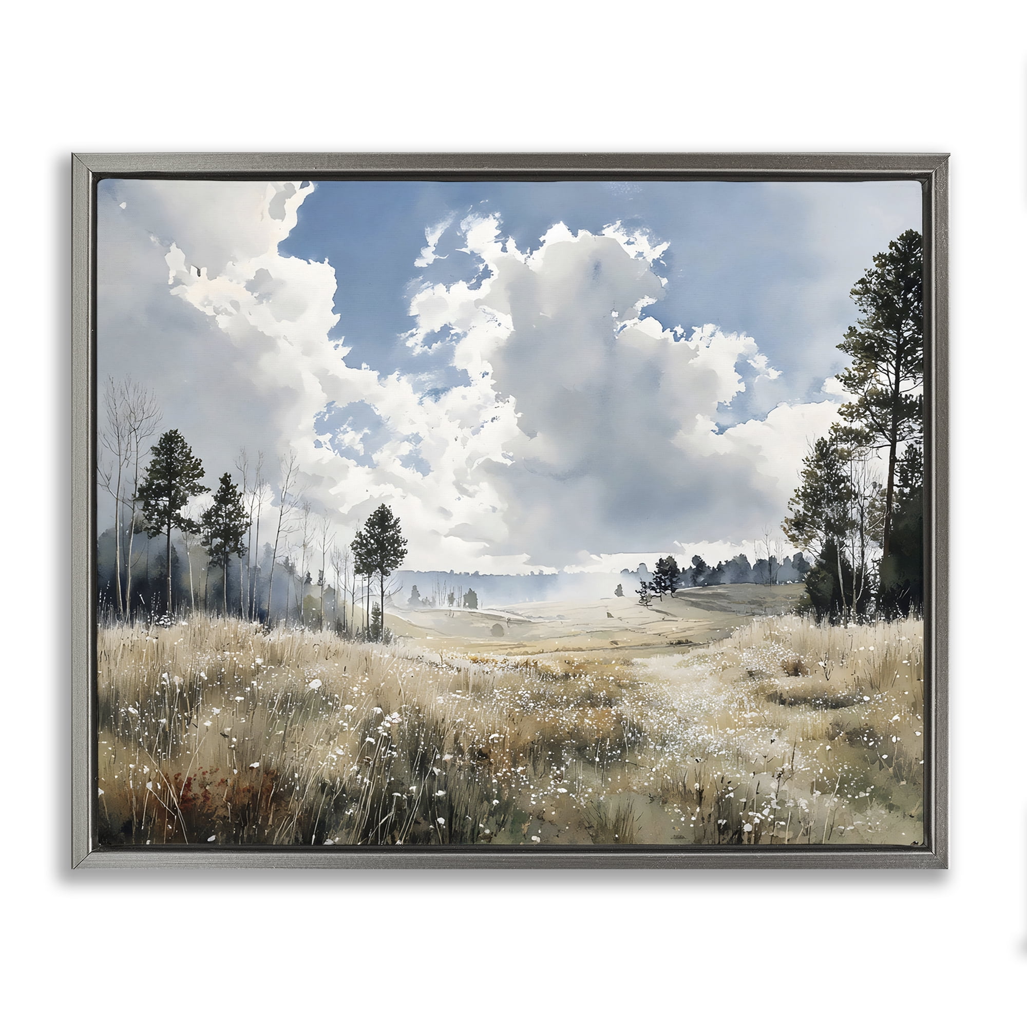Stupell Industries Blue Kissed Landscape Gray Framed Floater Canvas Wall Art, design by Franklyn Gregory