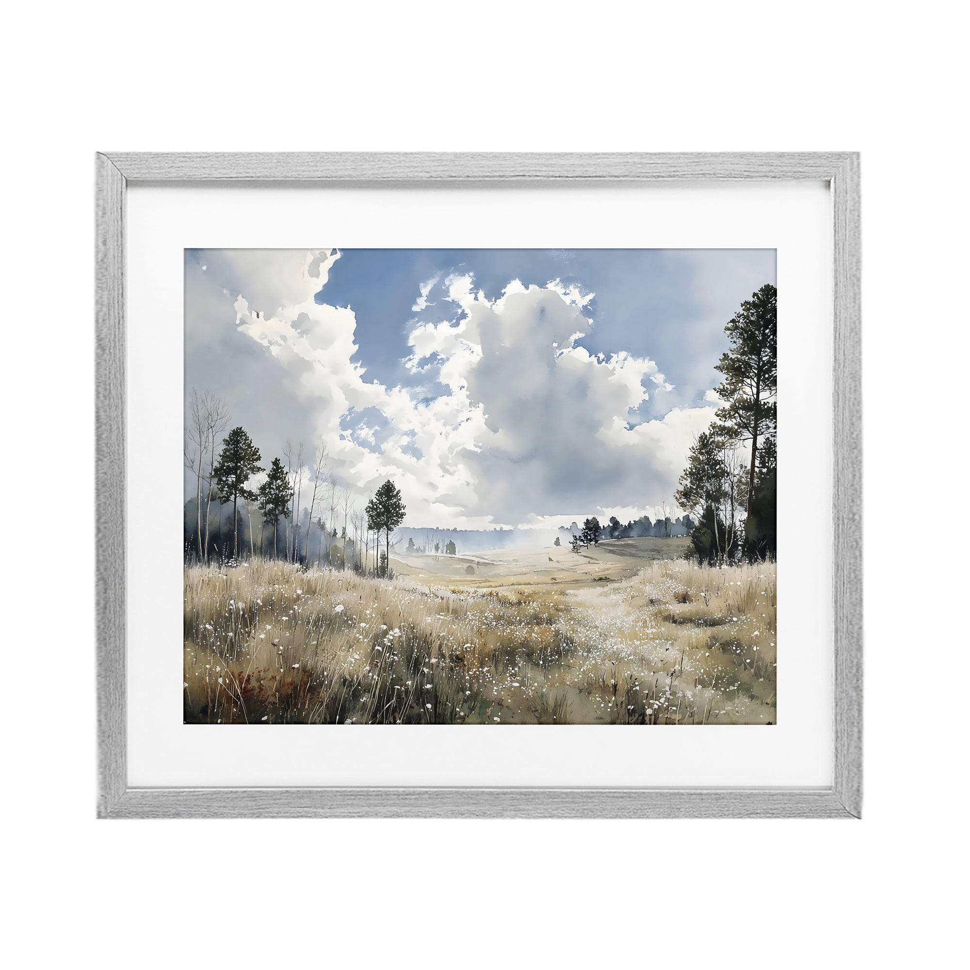 Stupell Industries Blue Kissed Landscape Gray Framed Print Under Glass, design by Franklyn Gregory