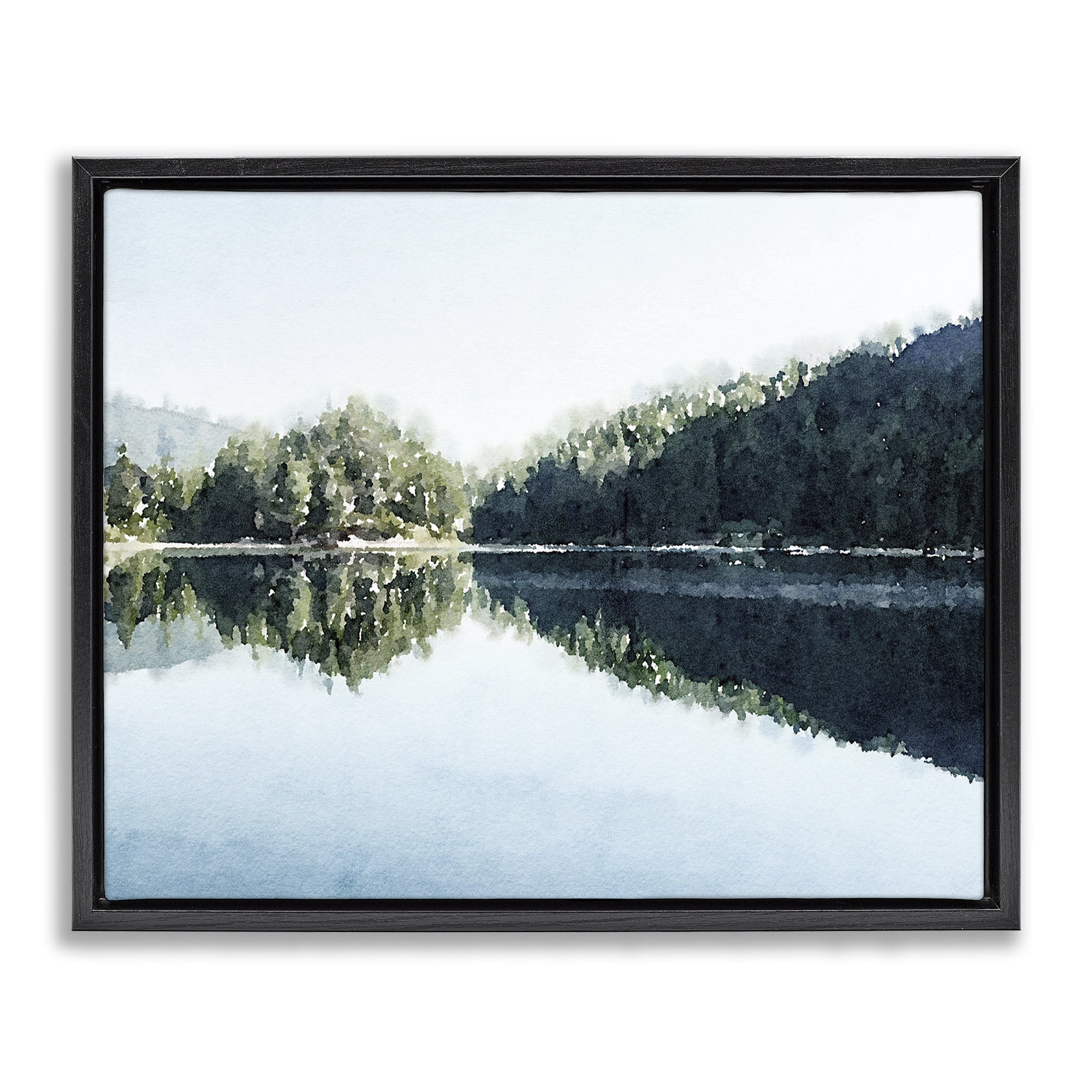Stupell Industries Blue Lake Reflections Black Framed Floater Canvas Wall Art, design by Kim Curinga