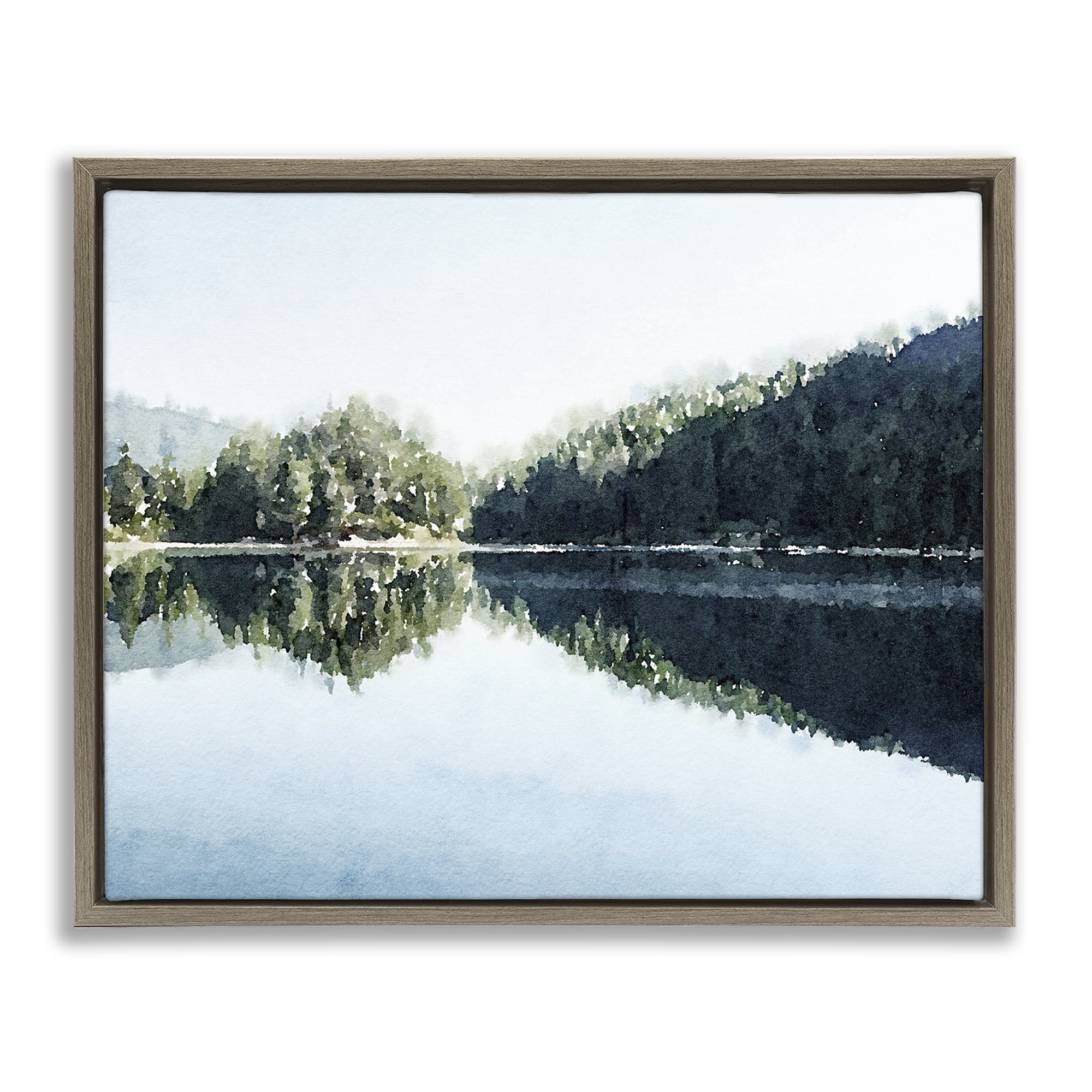 Stupell Industries Blue Lake Reflections Brown Framed Floater Canvas Wall Art, design by Kim Curinga