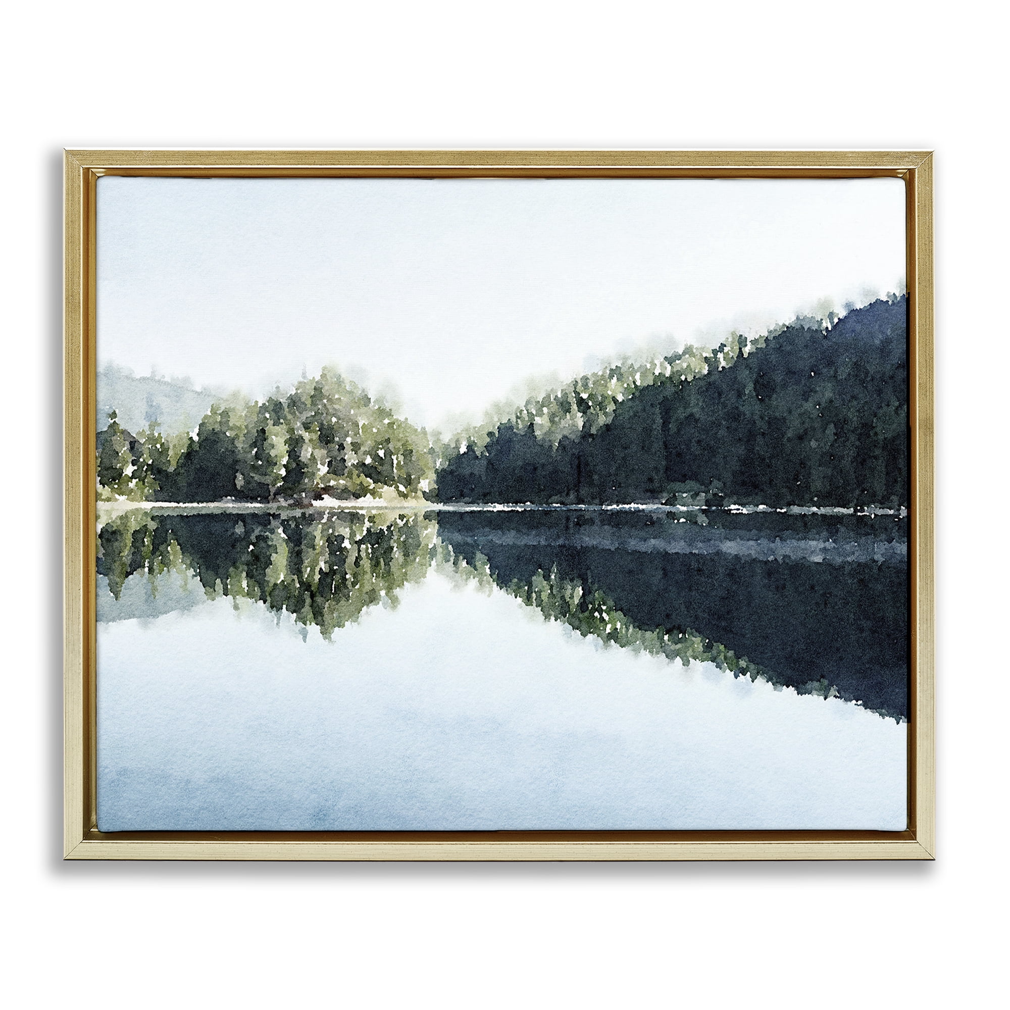 Stupell Industries Blue Lake Reflections Gold Framed Floater Canvas Wall Art, design by Kim Curinga