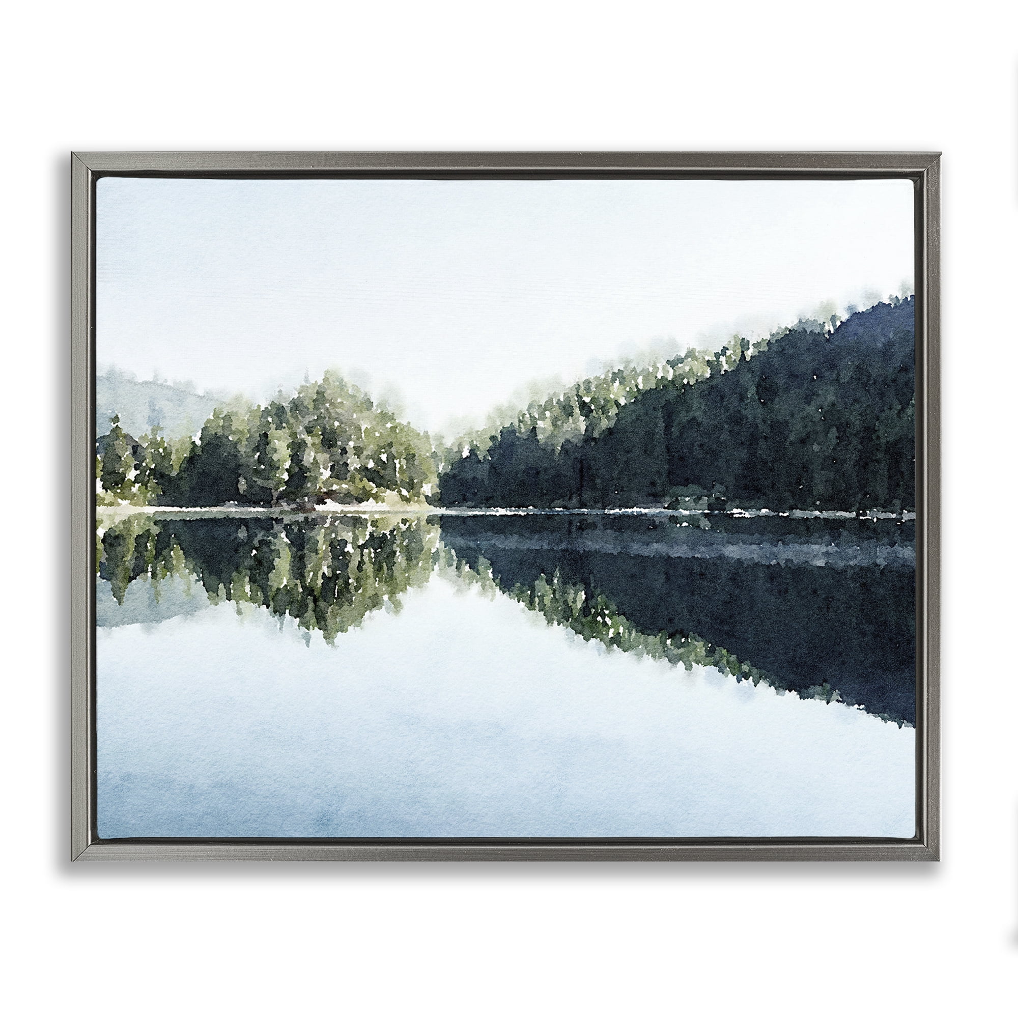 Stupell Industries Blue Lake Reflections Gray Framed Floater Canvas Wall Art, design by Kim Curinga