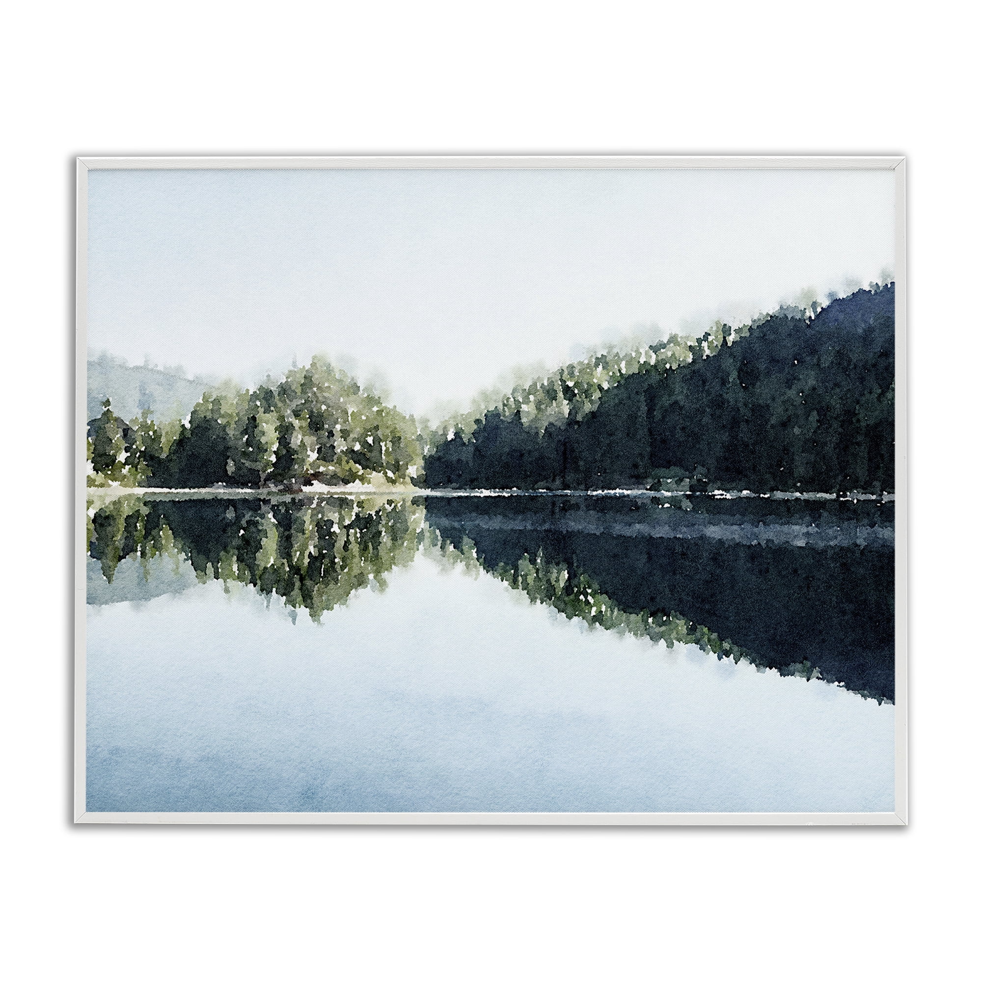 Stupell Industries Blue Lake Reflections White Framed Giclee Art, design by Kim Curinga