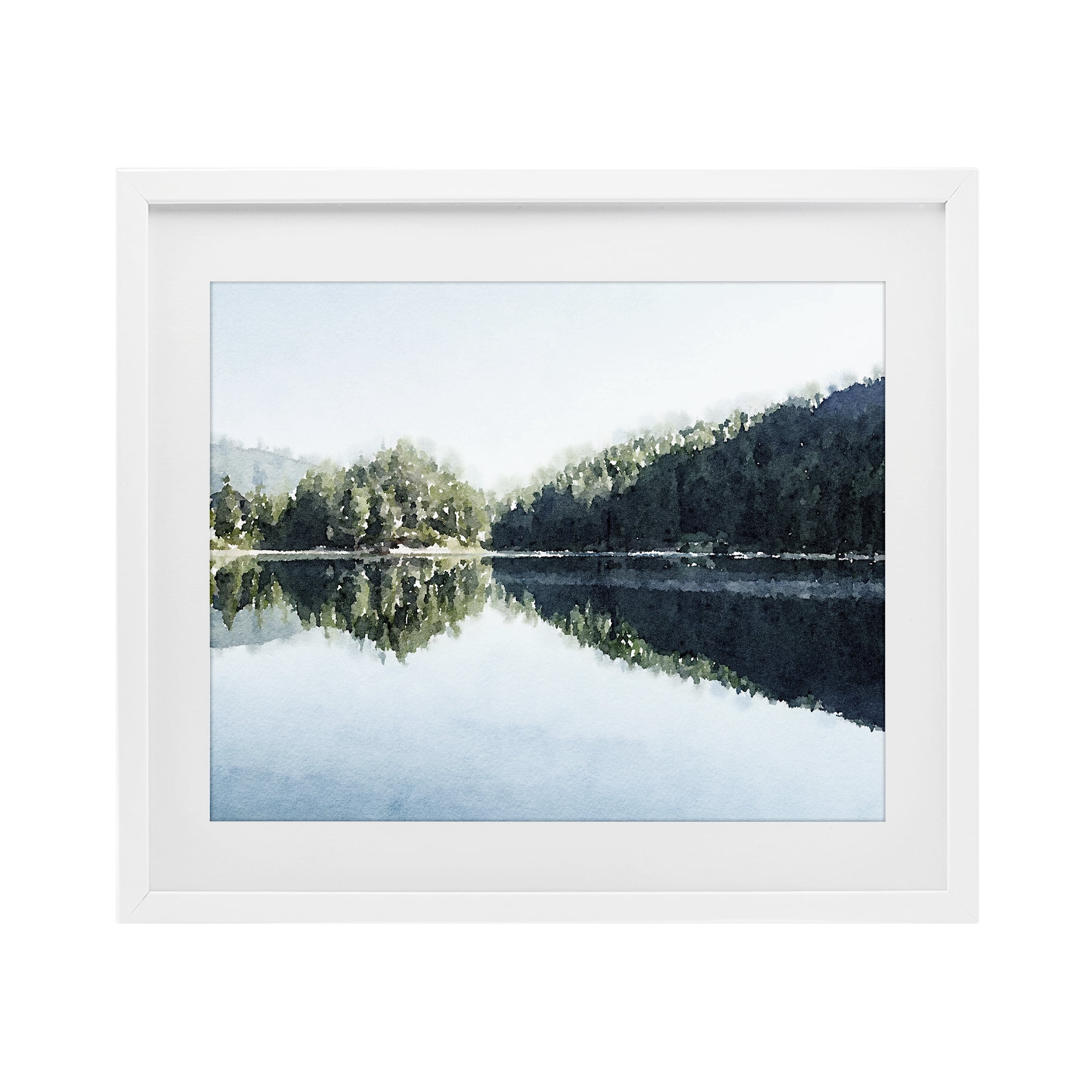 Stupell Industries Blue Lake Reflections White Framed Print Under Glass, design by Kim Curinga