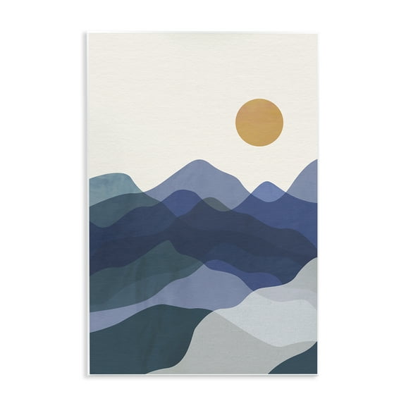 Stupell Industries Blue Layered Mountains Landscape & Nature Painting Unframed Art Print Wall Art, 10 x 15