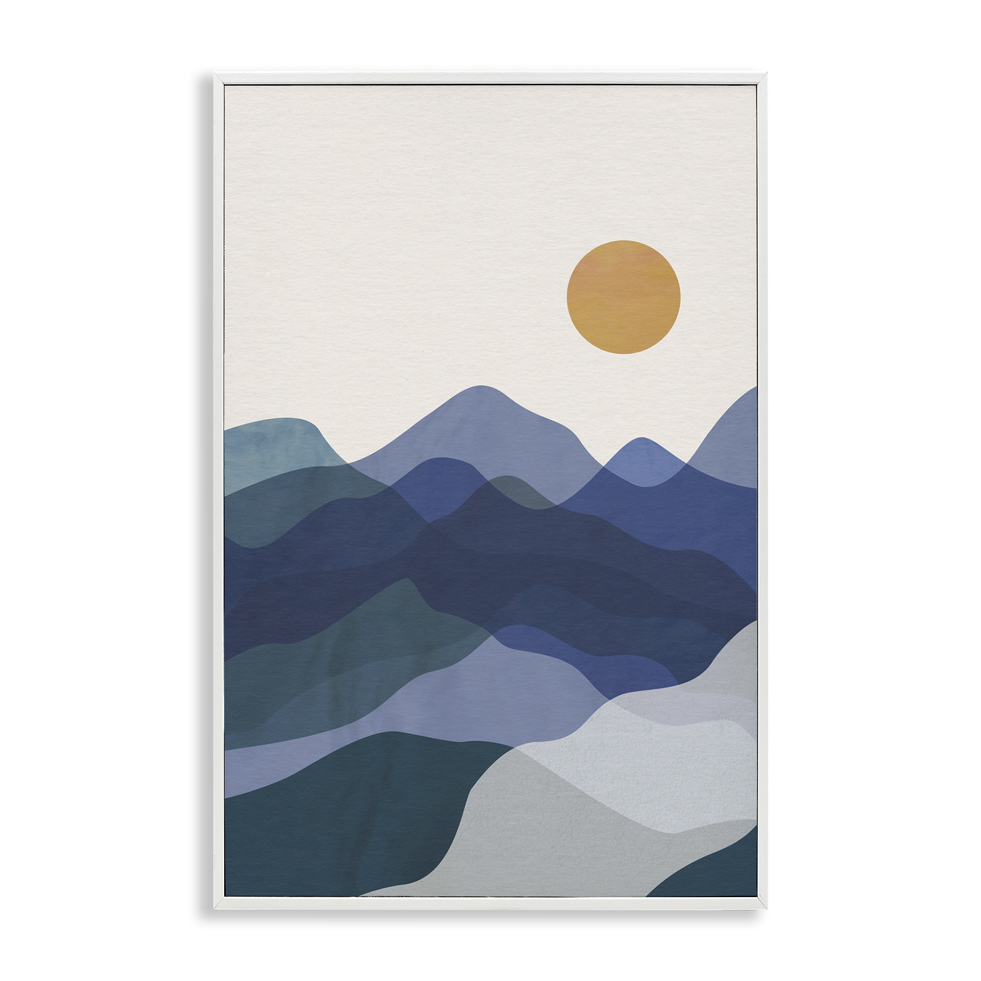 Stupell Industries Blue Layered Mountains Landscape & Nature Painting White Framed Art Print Wall Art, 12 x 18