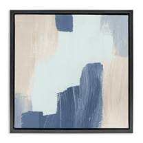 Stupell Industries Blue Layered Paint Strokes Abstract Painting Black Floater Framed Canvas Art Print Wall Art, 18 x 18