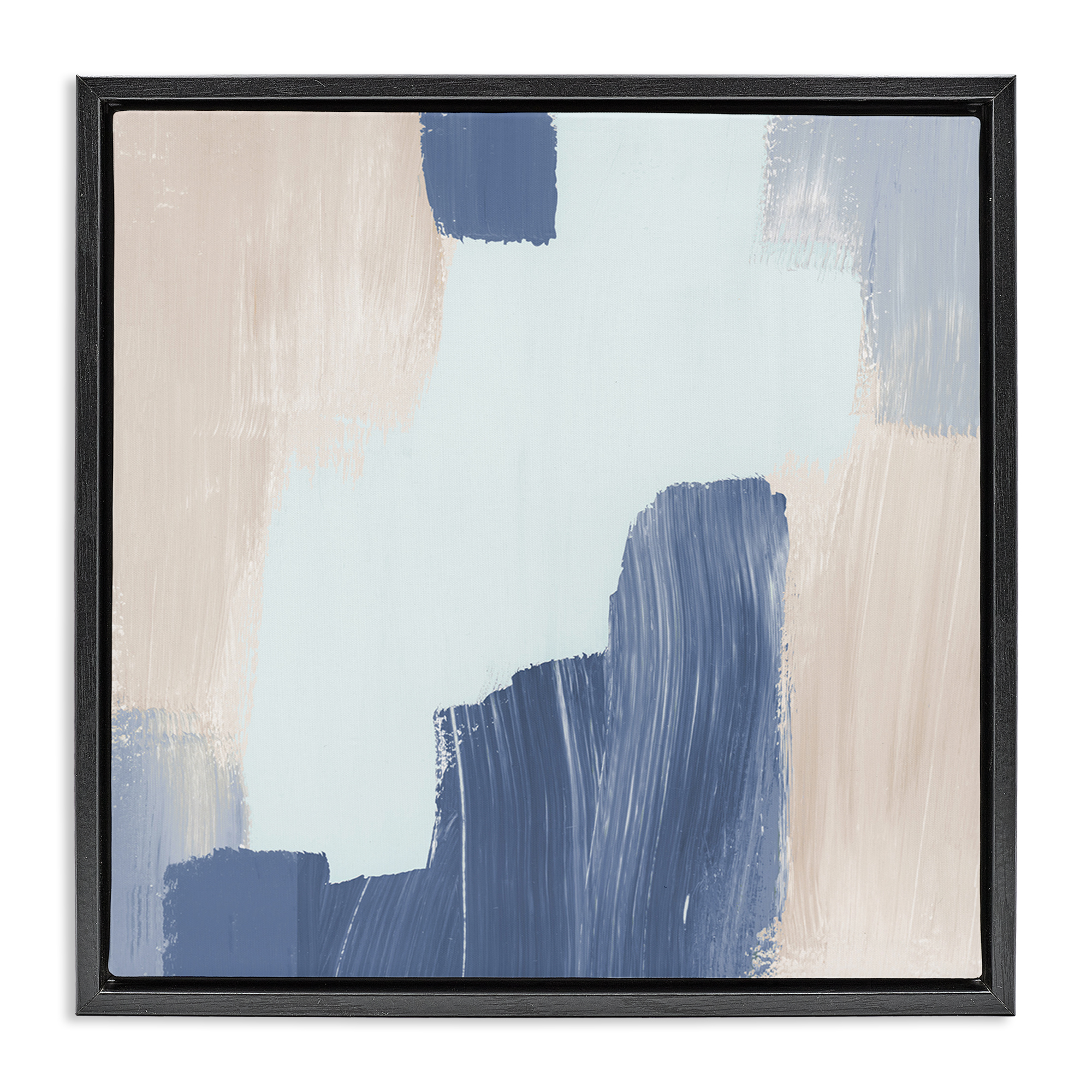 Stupell Industries Blue Layered Paint Strokes Abstract Painting Black