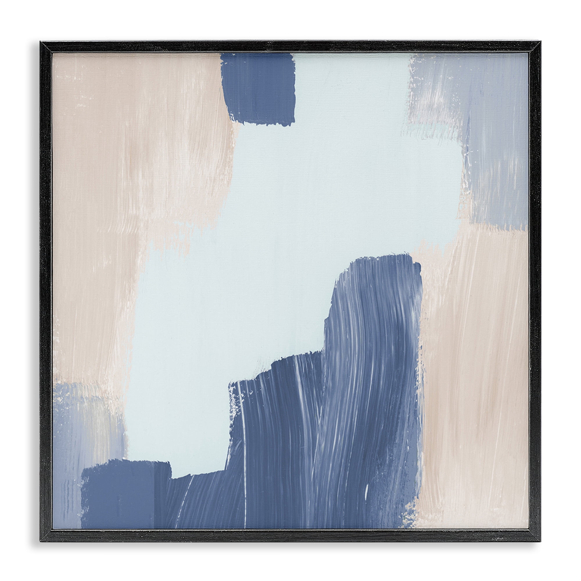 Stupell Industries Blue Layered Paint Strokes Abstract Painting Black Framed Art Print Wall Art, 12 x 12
