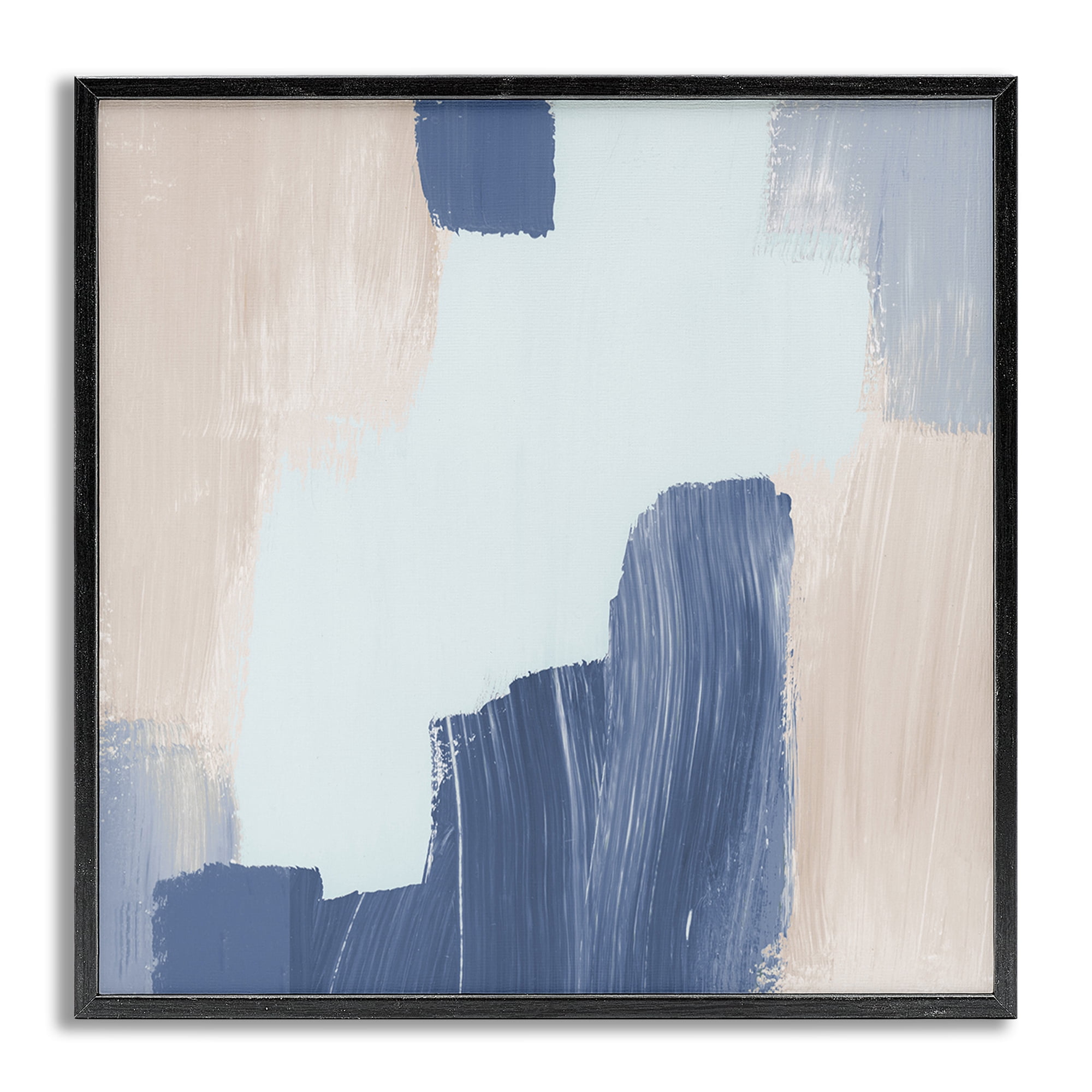 Stupell Industries Blue Layered Paint Strokes Abstract Painting Gray Framed Art Print Wall Art, 17 x 17