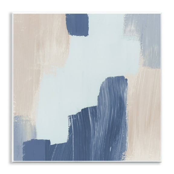 Stupell Industries Blue Layered Paint Strokes Abstract Painting Unframed Art Print Wall Art, 12 x 12