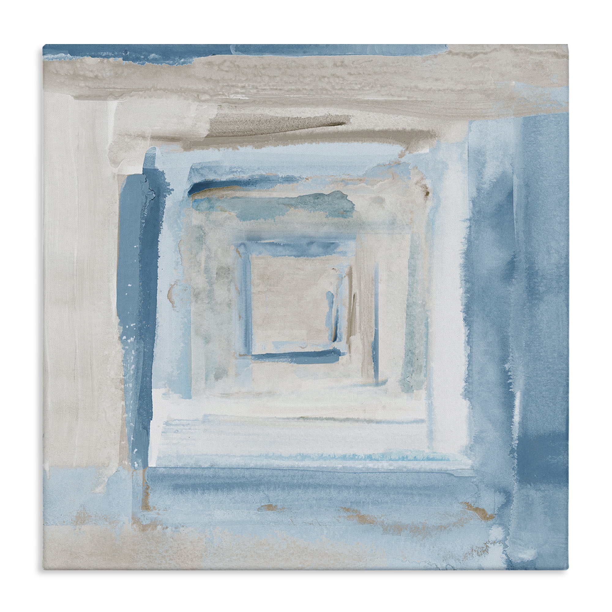 Blue and Beige Abstract Canvas Wall Art, 17 x 17