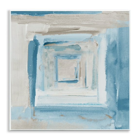 Stupell Industries Blue Layered Squares Abstract Painting Unframed Art Print Wall Art, 12 x 12