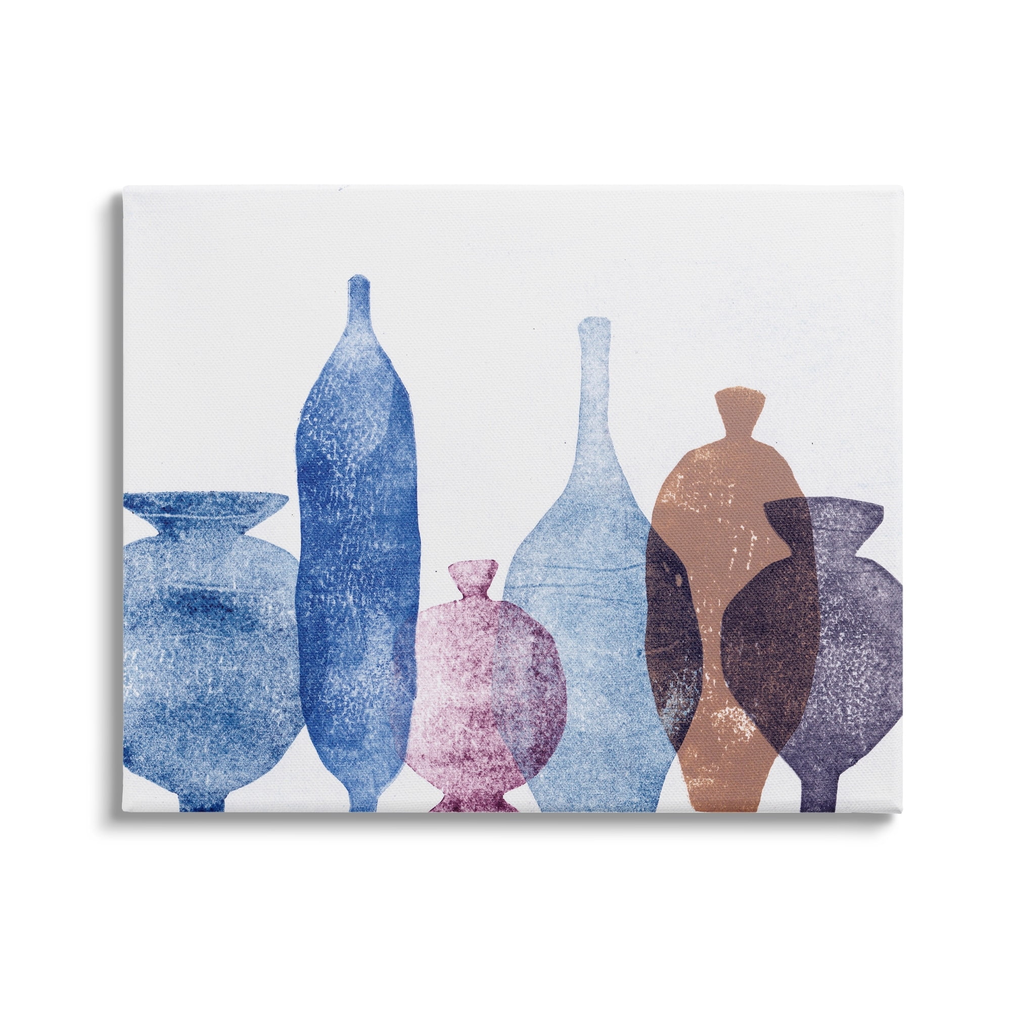 Stupell Industries Blue Layered Vases Contemporary Abstract Painting Gallery Wrapped Canvas Print Wall Art