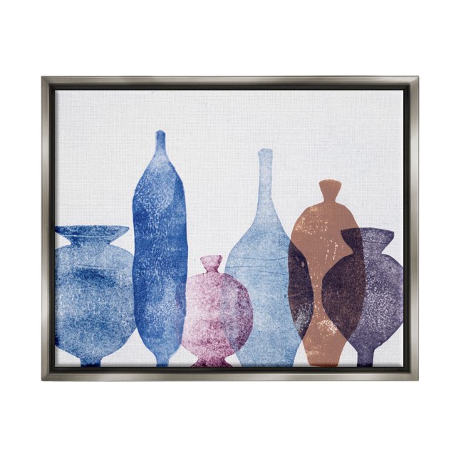 Stupell Industries Blue Layered Vases Contemporary Abstract Painting