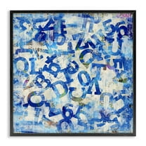 Stupell Industries Blue Letters Arrangement Abstract Painting Black Framed Art Print Wall Art, 12 x 12