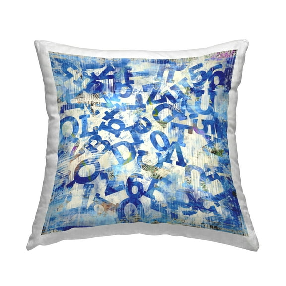 Stupell Industries Blue Letters Arrangement Decorative Printed Throw Pillow Design by Laura Gibson .