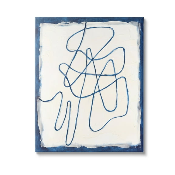 Stupell Industries Blue Line Abstraction Abstract Painting Gallery Wrapped Canvas Art Print Wall Art, 16 x 20