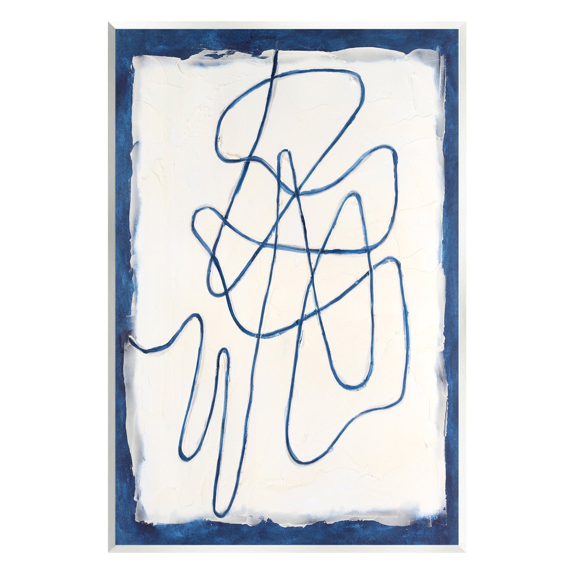 Stupell Industries Blue Line Abstraction Abstract Painting Unframed Art Print Wall Art, 13 x 19