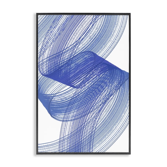 Stupell Industries Contemporary Blue Lines Flowing In Motion Black Framed Giclee Art, 12 x 18, by Martina Pavlova