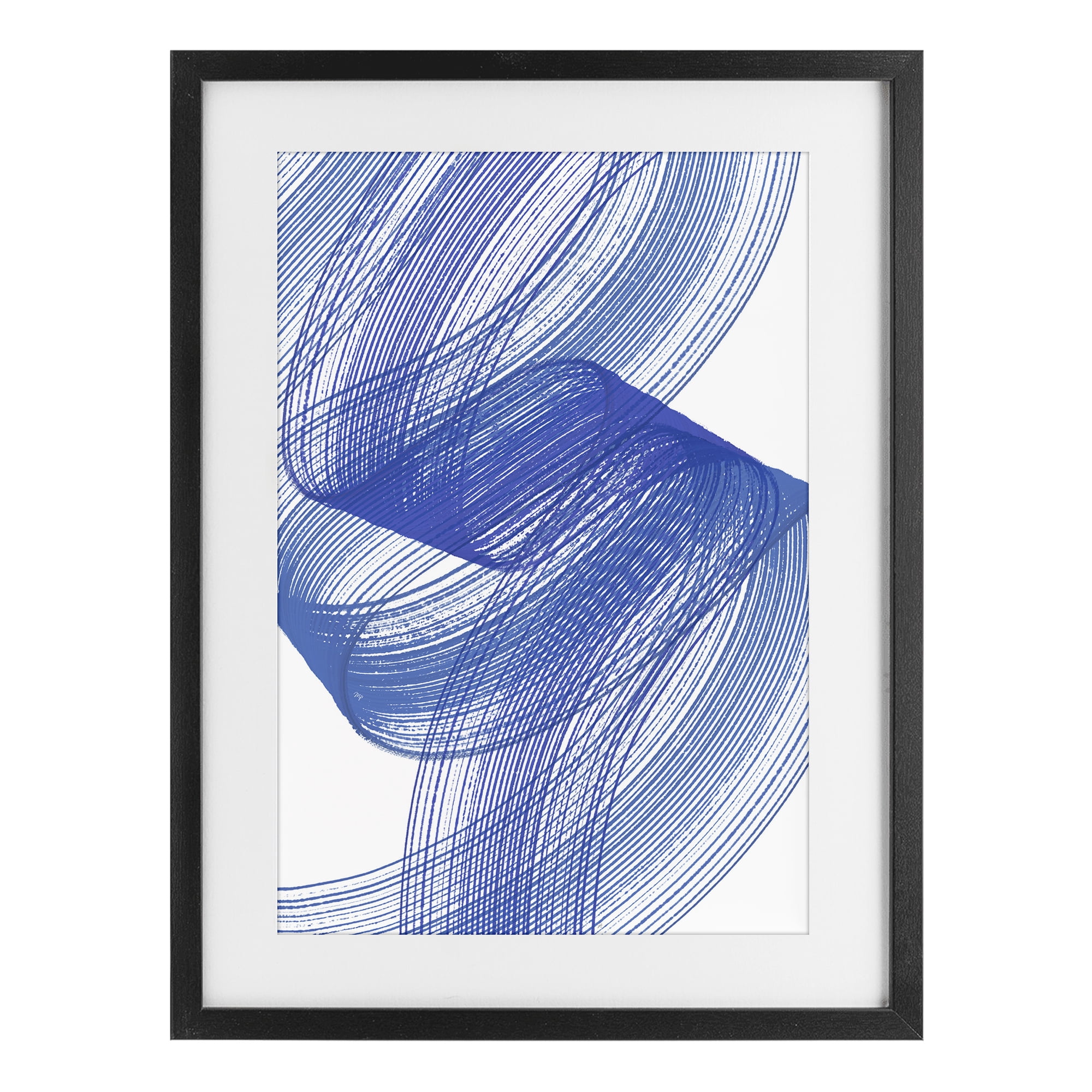 Stupell Industries Blue Lines Flowing In Motion Black Framed Print Under Glass, design by Martina Pavlova