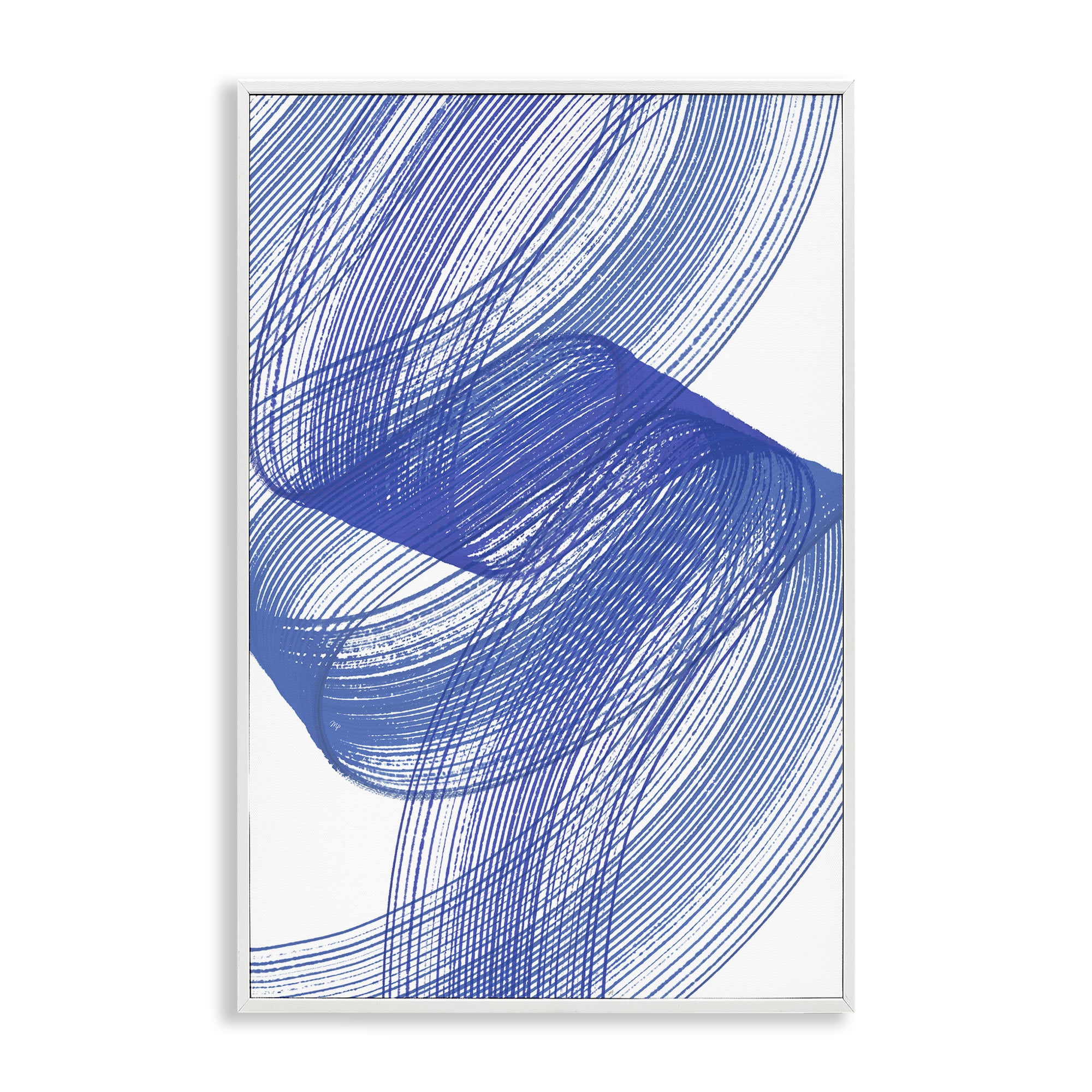 Stupell Industries Blue Lines Flowing In Motion White Framed Giclee Art, design by Martina Pavlova