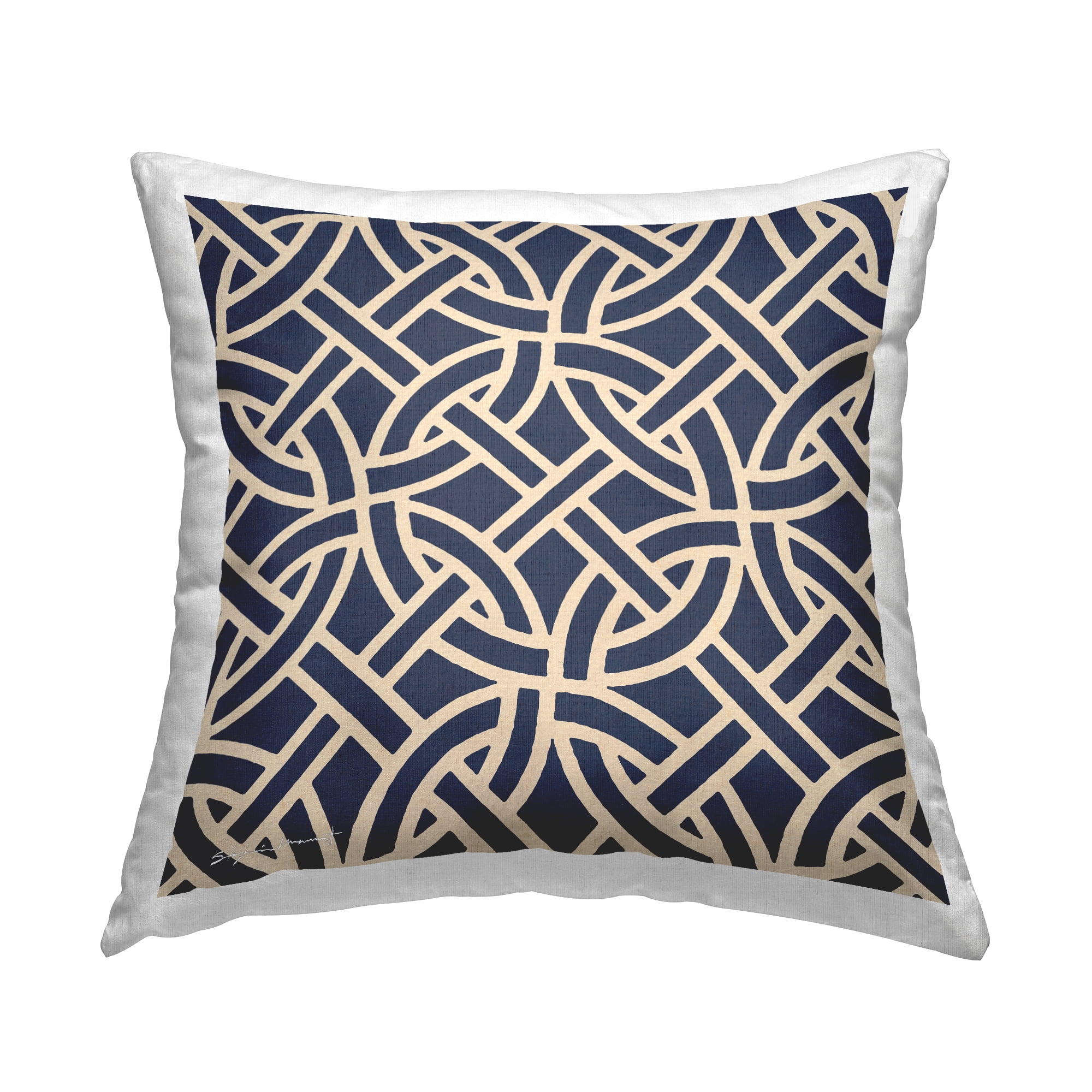 Stupell Industries Blue Linked Circles Pattern Printed Throw Pillow Design by Stephanie Workman Marrott