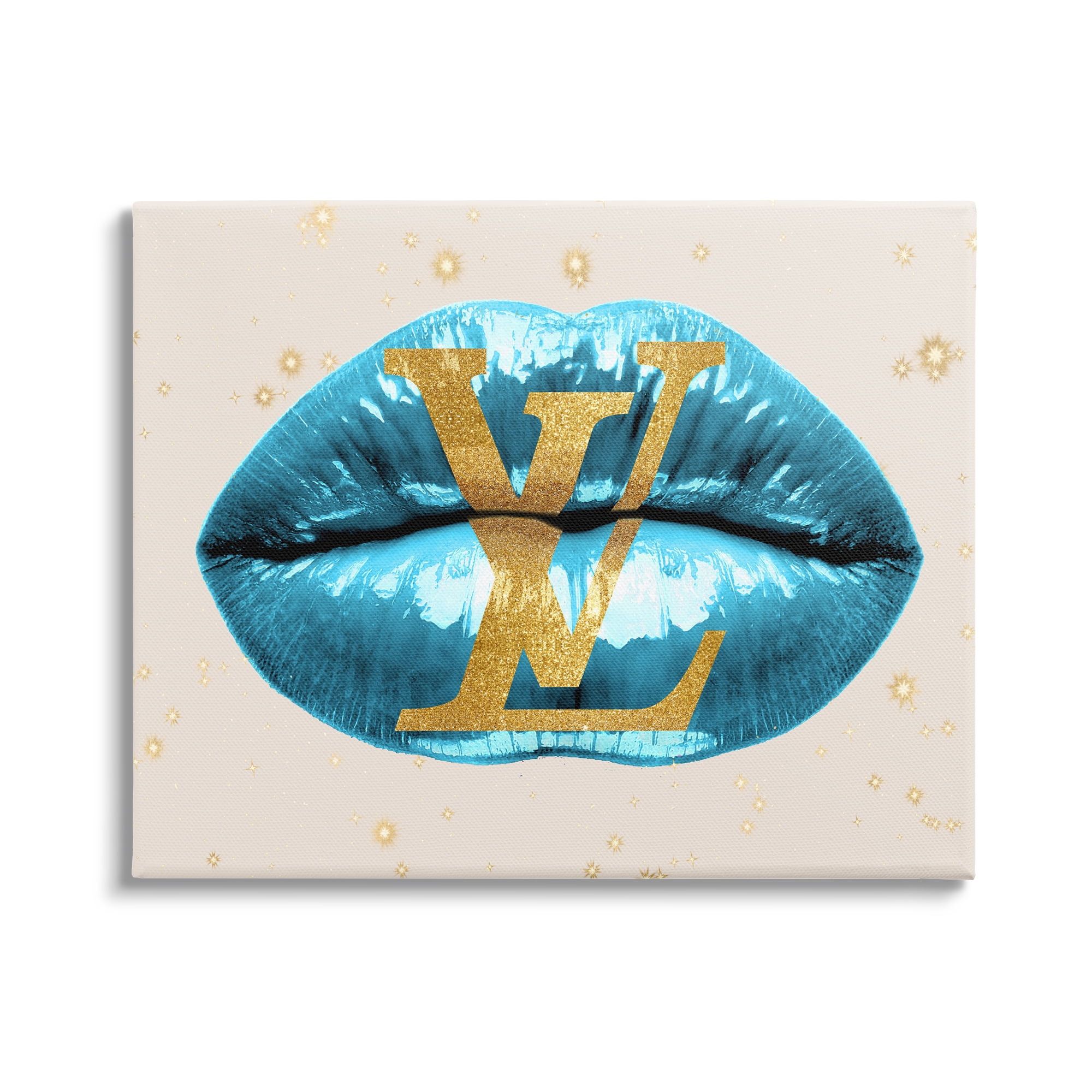 Stupell Industries Blue Lipstick Glam Makeup Lips Fashion Design Canvas Wall Art, 20 x 16, Design by Madeline Blake
