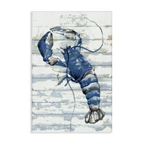 Stupell Industries Blue Lobster on Distressed Animals Painting Wrapped Canvas Art Print Wall Art, 16 x 24
