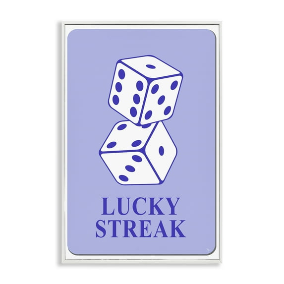Stupell Industries Blue Lucky Streak Dice Entertainment Painting White Framed Art Print Wall Art, 12 x 18