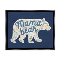 Stupell Industries Blue Mama Bear Botanicals Botanical & Floral Painting Black Floater Framed Art Print Wall Art, 21 x 17