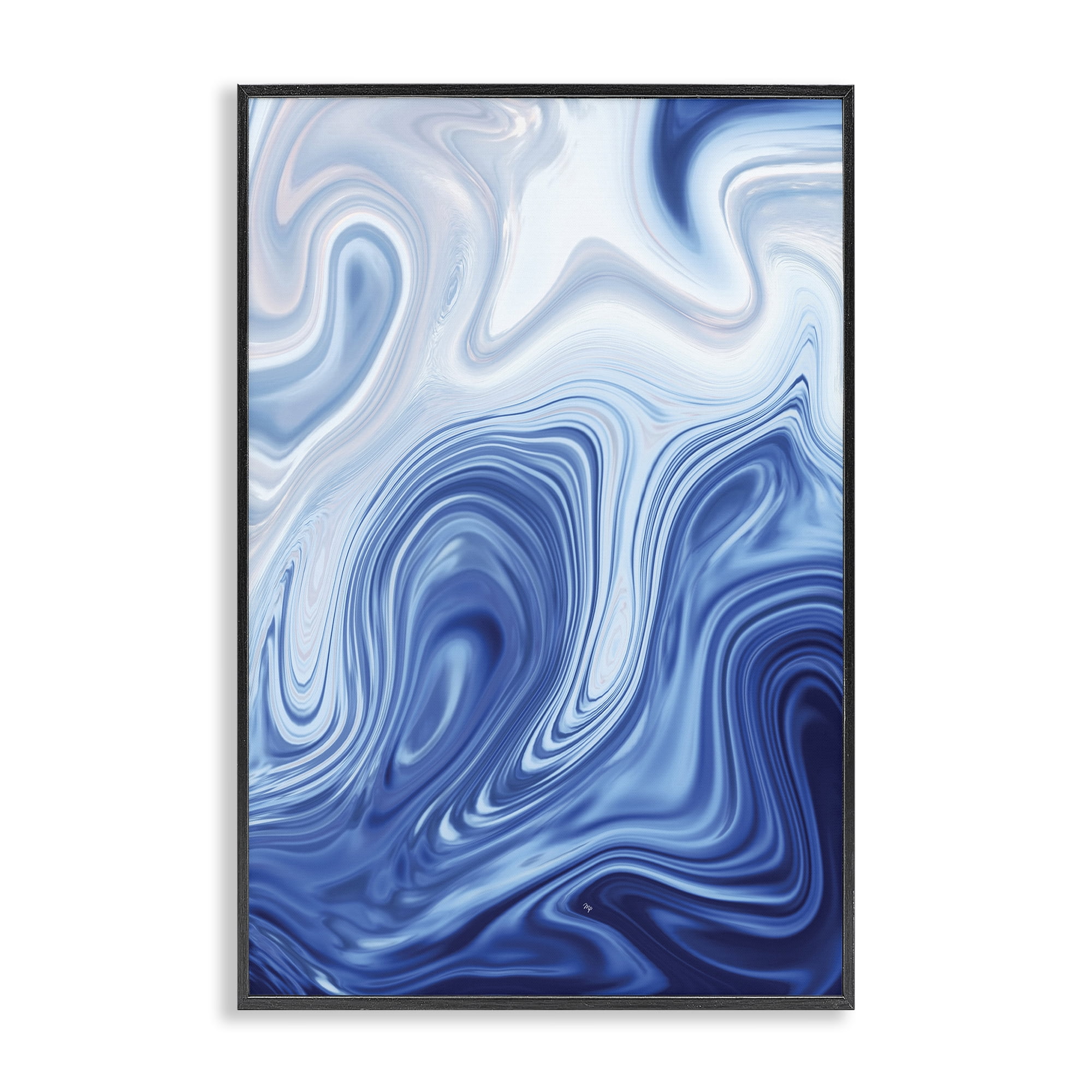 Stupell Industries Blue Marble Fluidity Black Framed Giclee Art, design by Martina Pavlova