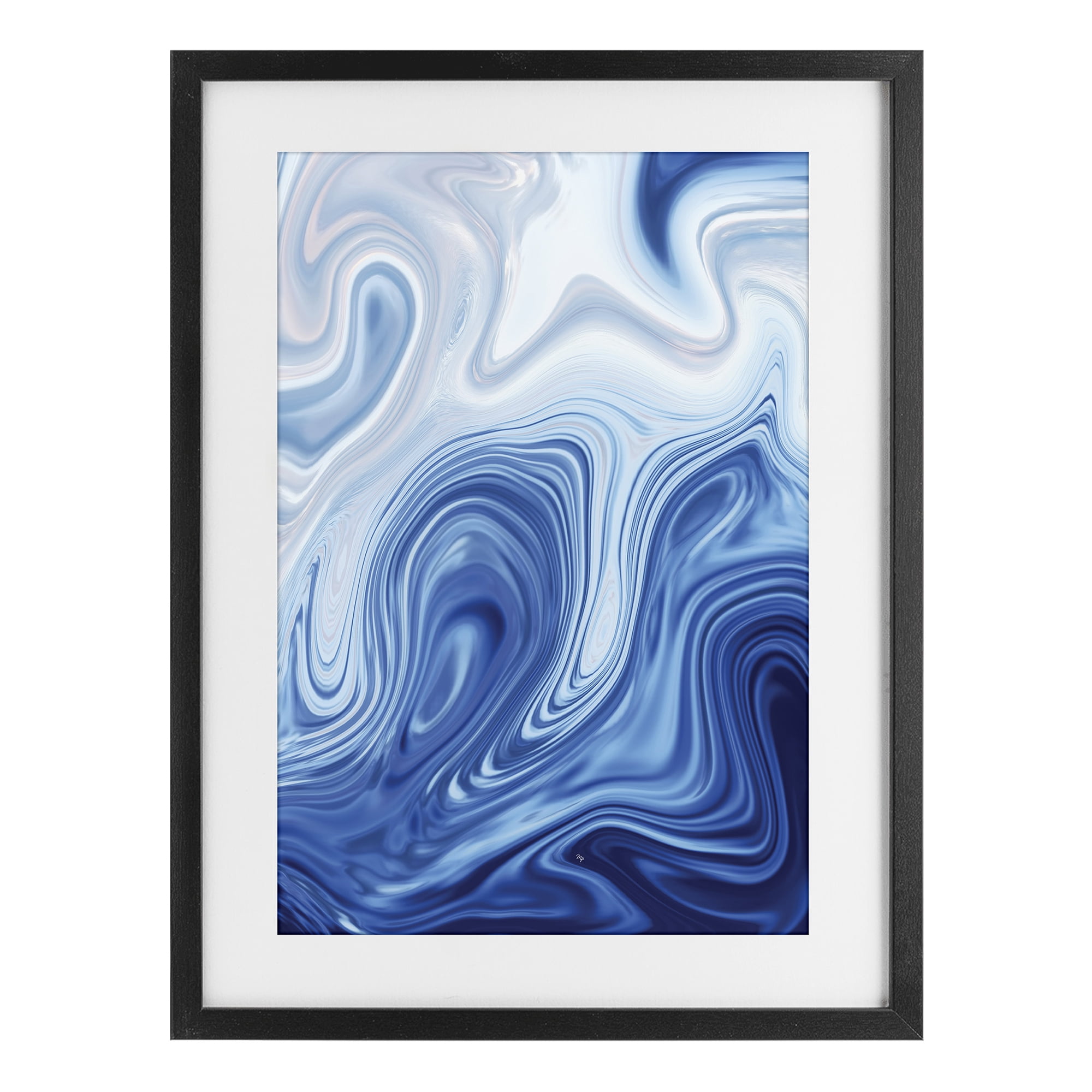 Stupell Industries Blue Marble Fluidity Black Framed Print Under Glass, design by Martina Pavlova