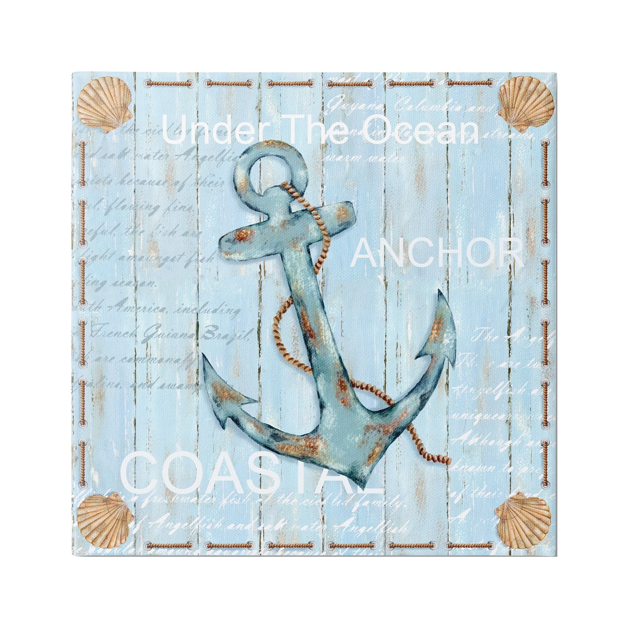 Stupell Industries Blue Maritime Anchor Inspirational Painting Gallery Wrapped Canvas Print Wall Art, 30 x 30
