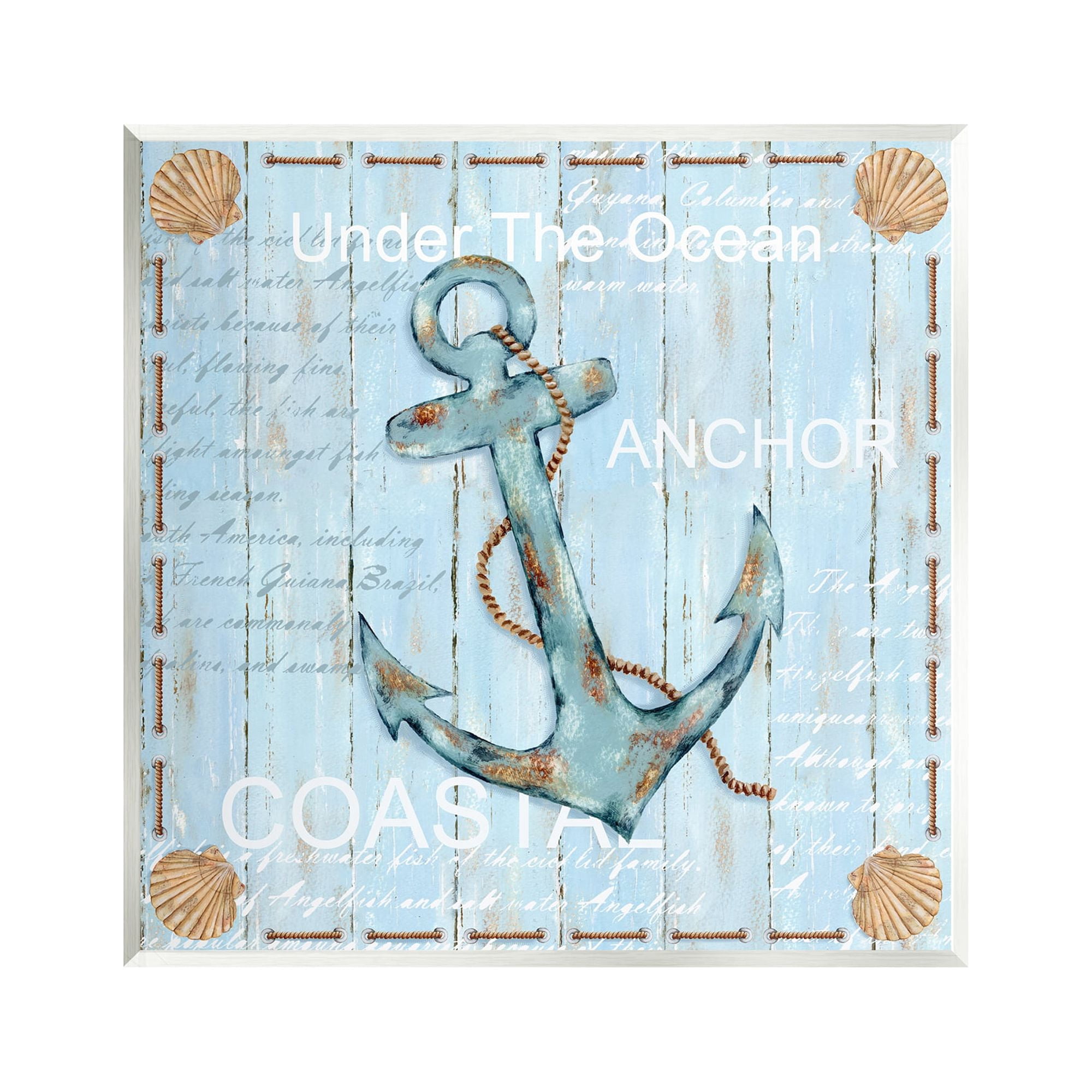 Stupell Industries Blue Maritime Anchor Inspirational Painting Unframed Art Print Wall Art, 12 x 12
