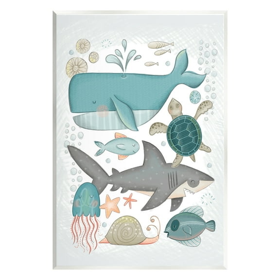 Stupell Industries Blue Maritime Animals Animals & Insects Painting Unframed Art Print Wall Art, 10 x 15