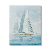 Stupell Industries Blue Maritime Sailboats Transportation Painting Gallery Wrapped Canvas Art Print Wall Art, 16 x 20