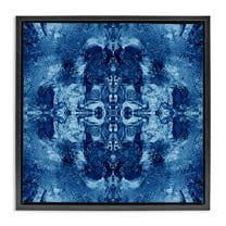 Stupell Industries Blue Mirrored Pattern Abstract Painting Black Floater Framed Canvas Art Print Wall Art, 18 x 18