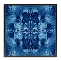 Stupell Industries Blue Mirrored Pattern Abstract Painting Black Framed Art Print Wall Art, 12 x 12