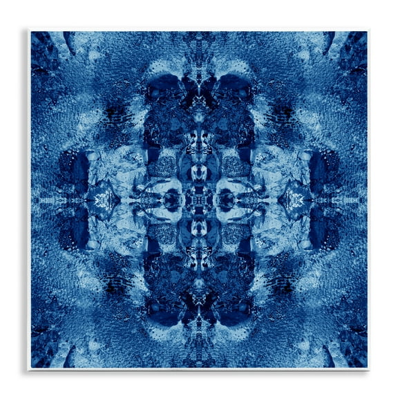 Stupell Industries Blue Mirrored Pattern Abstract Painting Unframed Art Print Wall Art, 12 x 12