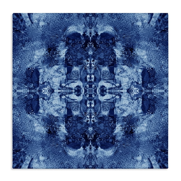 Stupell Industries Blue Mirrored Pattern Abstract Painting Wrapped Canvas Art Print Wall Art, 24 x 24