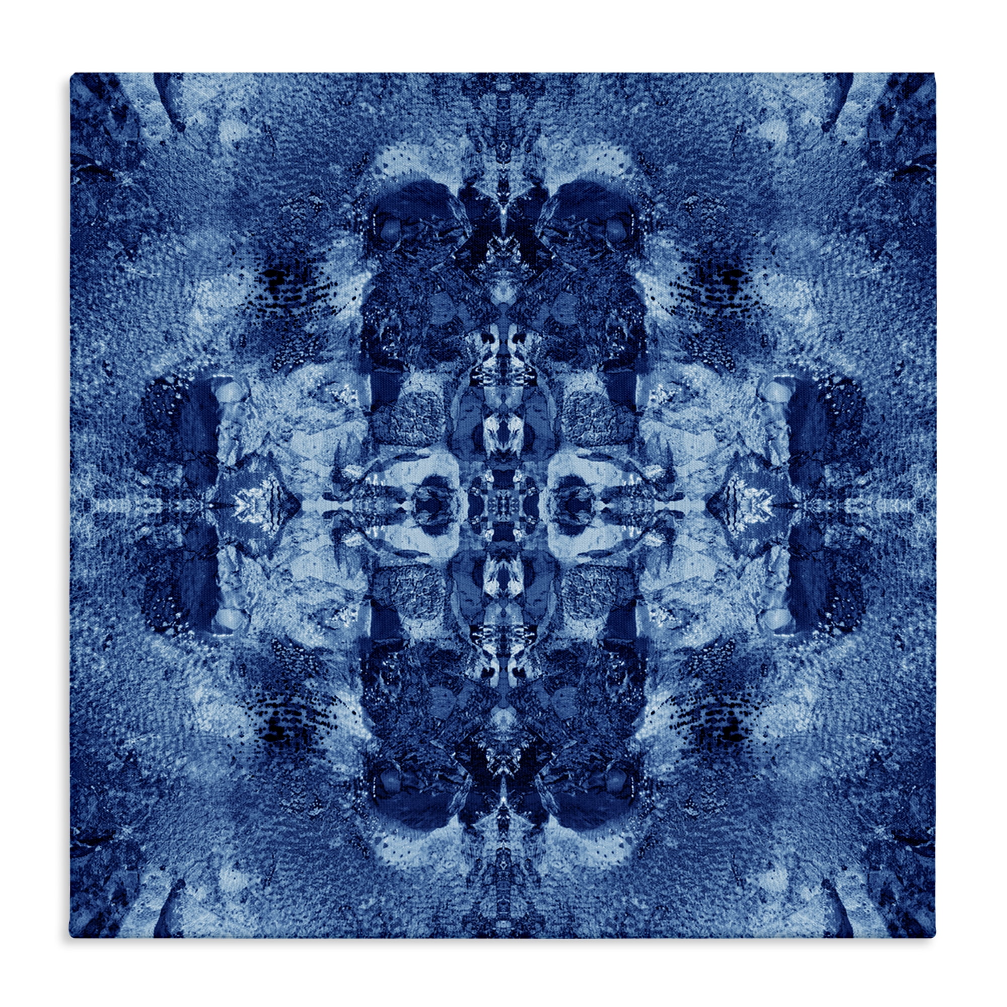 Stupell Industries Blue Mirrored Pattern Abstract Painting Wrapped Canvas Art Print Wall Art, 30 x 30